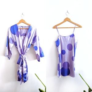 Silky Purple Lingerie Robe and Nightie Set S/M